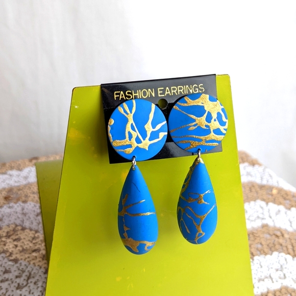 Vintage Jewelry - Vintage Splatter Paint Dangle Earrings